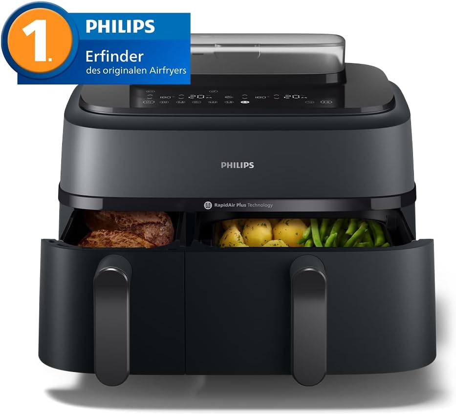Philips Airfryer 5000 Series Dual Basket 9L Hot Air Fryer with Steam Function 2 Baskets NA550/00
