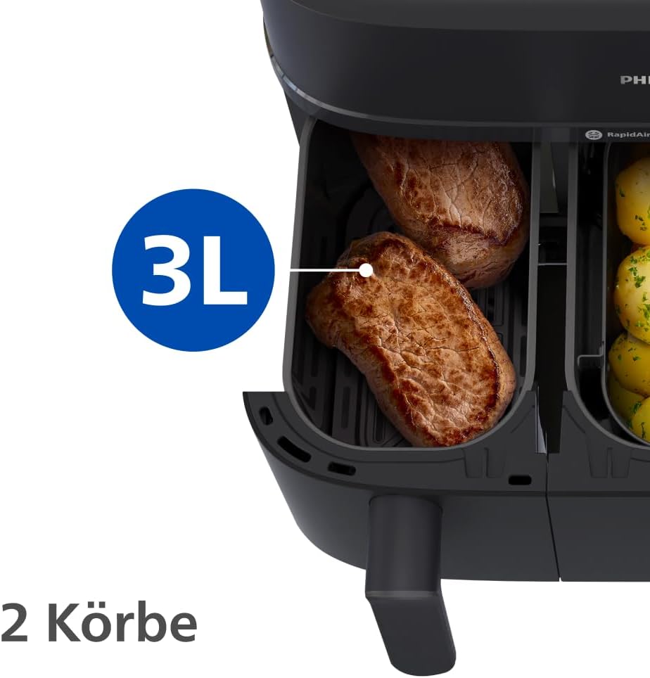 Philips Airfryer 5000 Series Dual Basket 9L Hot Air Fryer with Steam Function 2 Baskets NA550/00