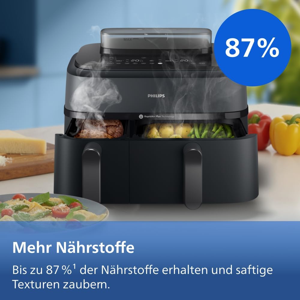 Philips Airfryer 5000 Series Dual Basket 9L Hot Air Fryer with Steam Function 2 Baskets NA550/00