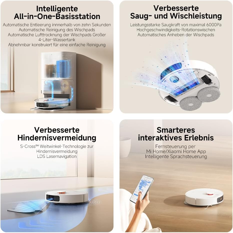 Xiaomi Robot Vacuum X20+ with All-in-One Station 6000Pa Suction Self-Cleaning Mop 140 Min Battery