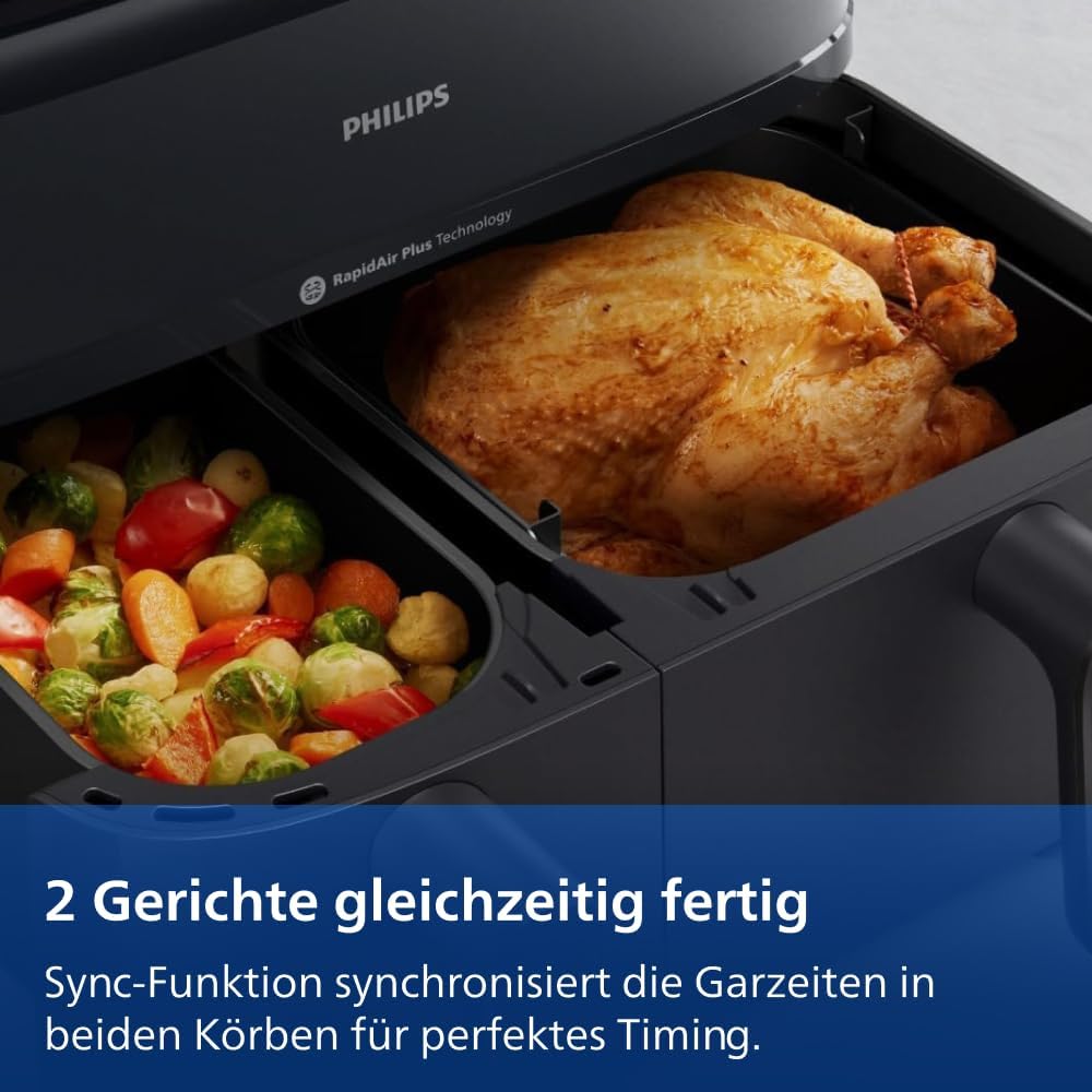 Philips Airfryer 5000 Series Dual Basket 9L Hot Air Fryer with Steam Function 2 Baskets NA550/00