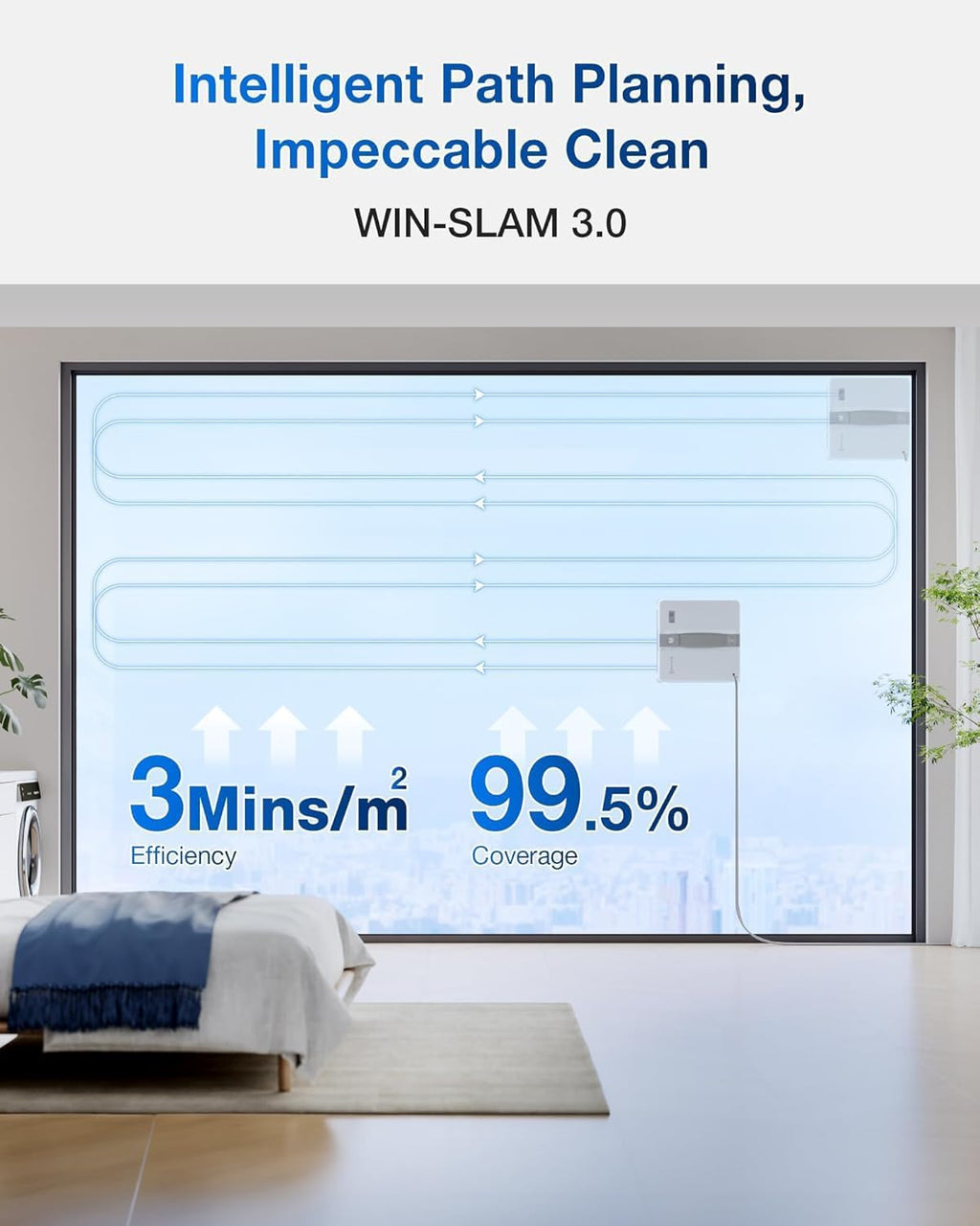 ECOVACS WINBOT Mini Window Cleaning Robot Compact Design Ultrasonic Spray 9-Level Protection Intelligent Path Planning Grey