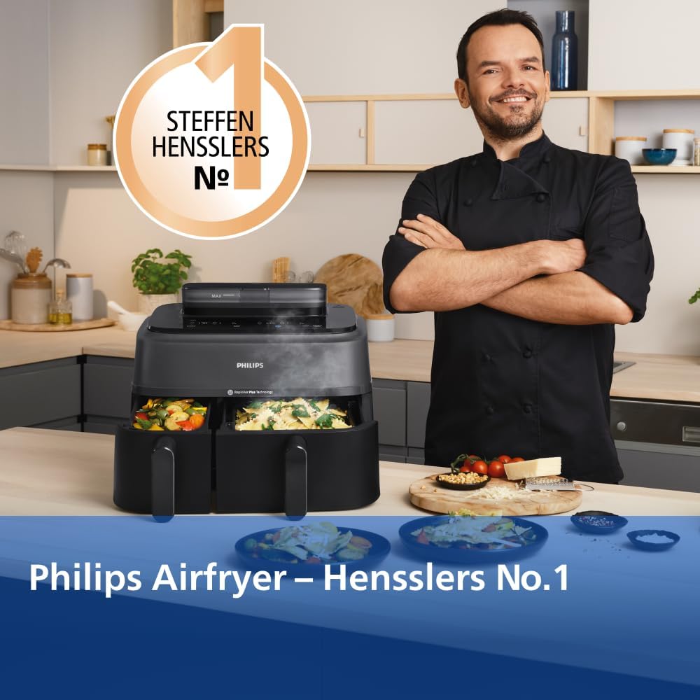 Philips Airfryer 5000 Series Dual Basket 9L Hot Air Fryer with Steam Function 2 Baskets NA550/00