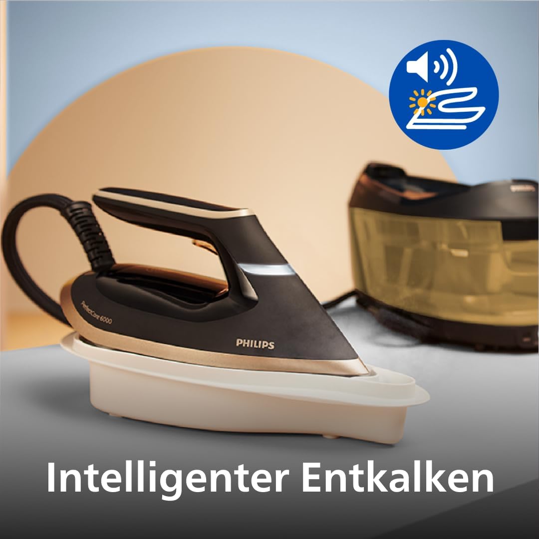 Philips PSG6064/80 Steam Iron with OptimalTEMP Technology 600g Steam Boost Gold SteamGlide Advanced Soleplate