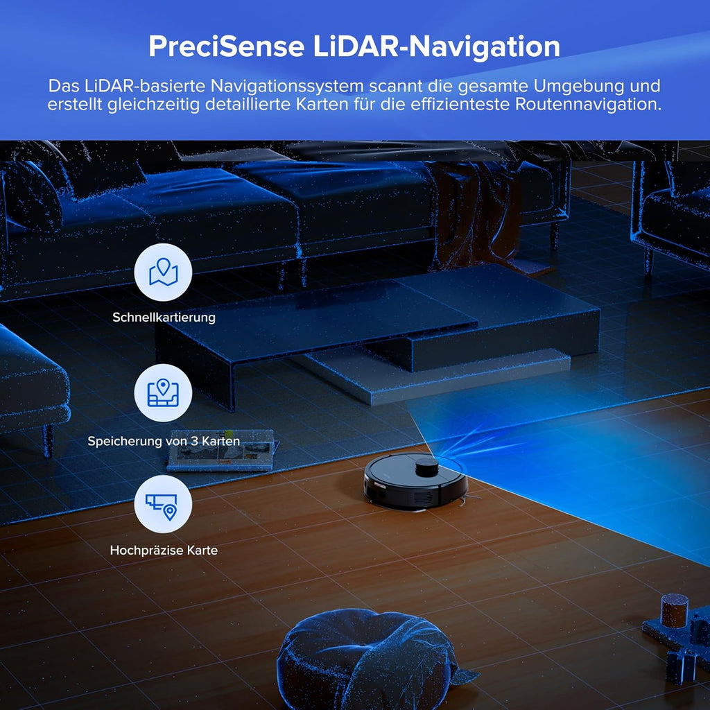 Roborock Q7 L5+ Robot Vacuum with Auto Dust Emptying 8000Pa Suction LiDAR Navigation Pet Hair Carpet Cleaner Black