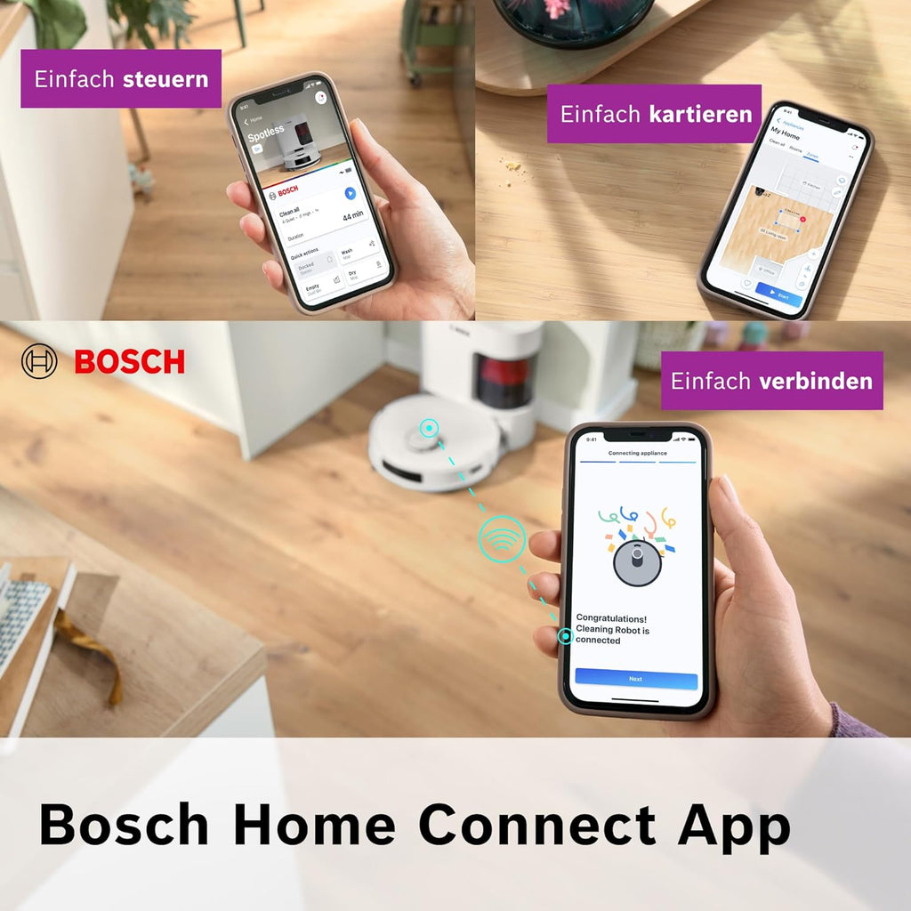 Bosch Spotless BCRD1W Robot Vacuum Cleaner 11000 Pa Suction Mop Function Smart Navigation White