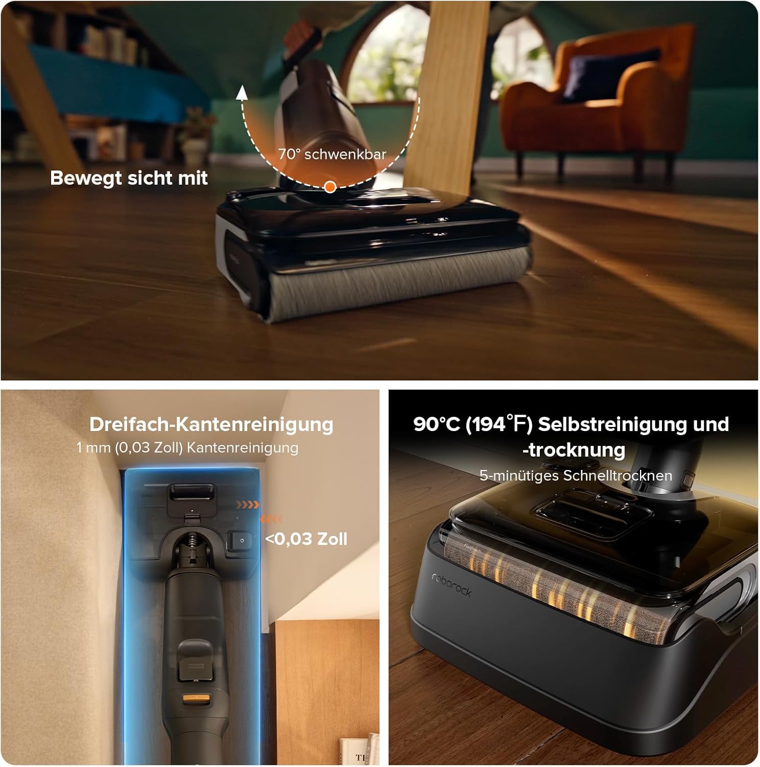 Roborock F25 Combo Wet Dry Vacuum Cleaner 20000Pa Suction 5-in-1 Pet Hair Hard Floors Self Cleaning Battery Cordless