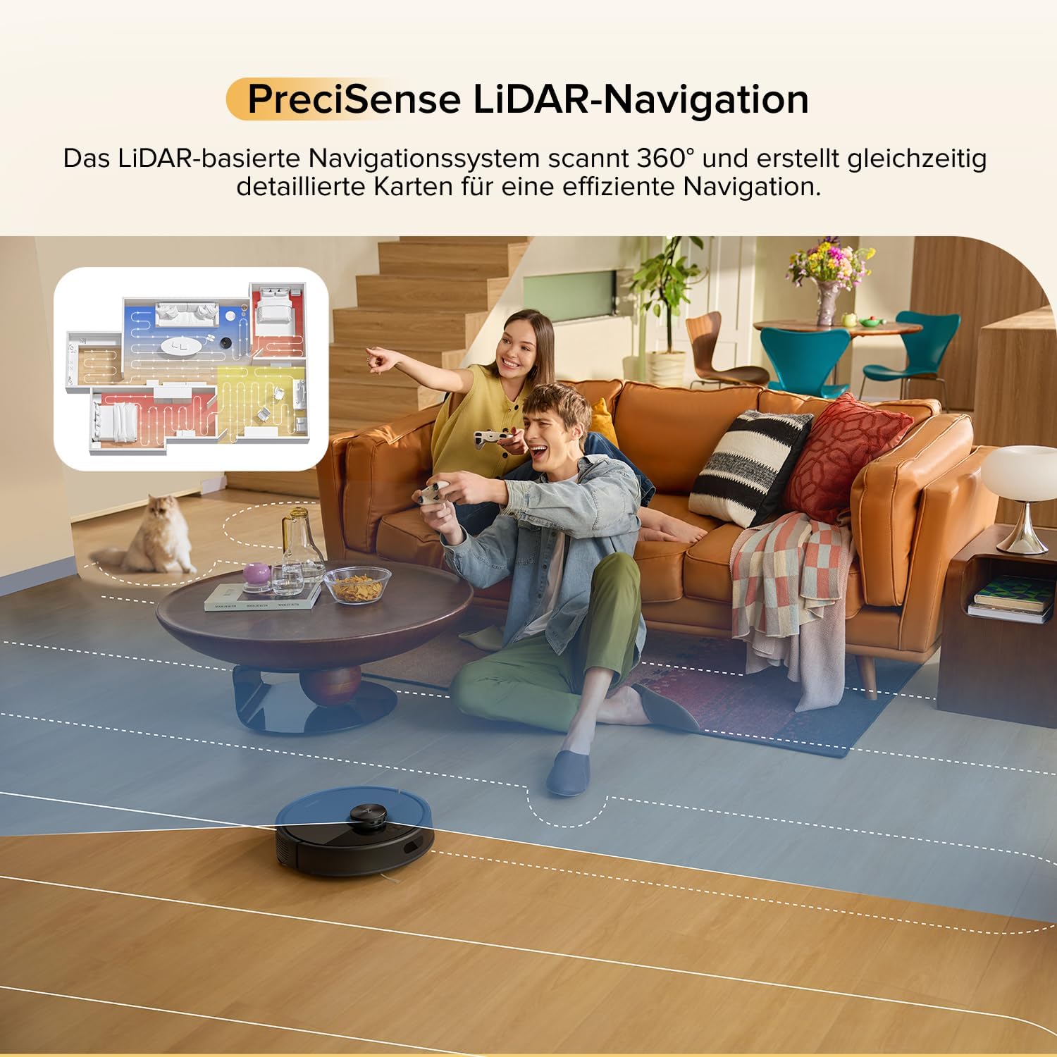 Roborock Q7 M5 Robot Vacuum 10000Pa Suction LiDAR Navigation 2-in-1 Vacuum Mop App Control Pet Hair Carpet 150min Runtime Black