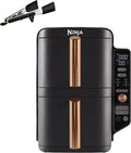 Ninja Double Stack XL Air Fryer 9.5L 2 Drawer 4 Level Cooking 6 Functions Black Copper SL400EUCP