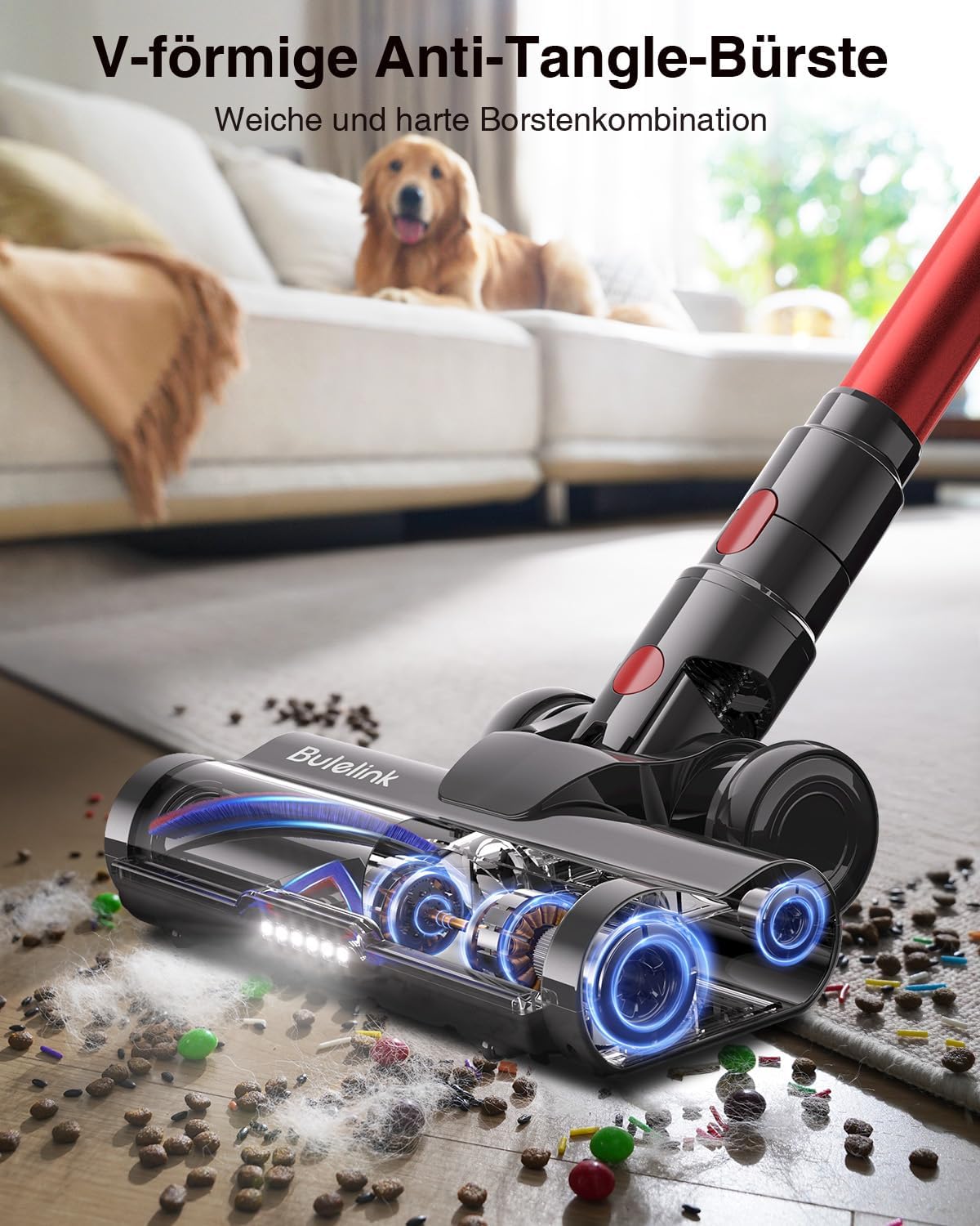 550W Cordless Vacuum Cleaner 45000Pa Suction 65Min Battery Anti-Tangle Brush Pet Hair Carpet Hard Floor Wall Mount