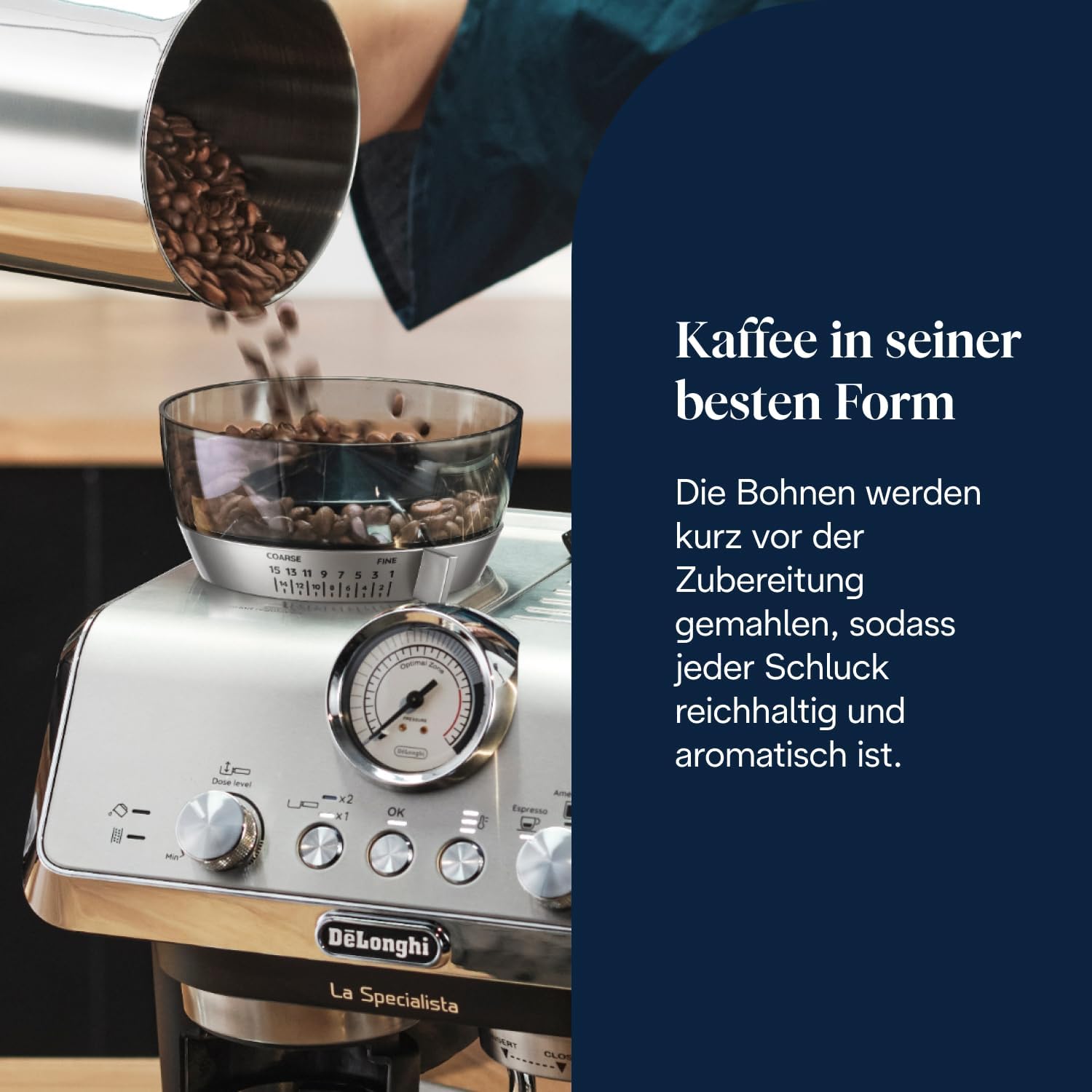 DeLonghi La Specialista Arte EC9155.MB Espresso Machine with Grinder 8 Levels 15 Bar 1550W Stainless Steel Black