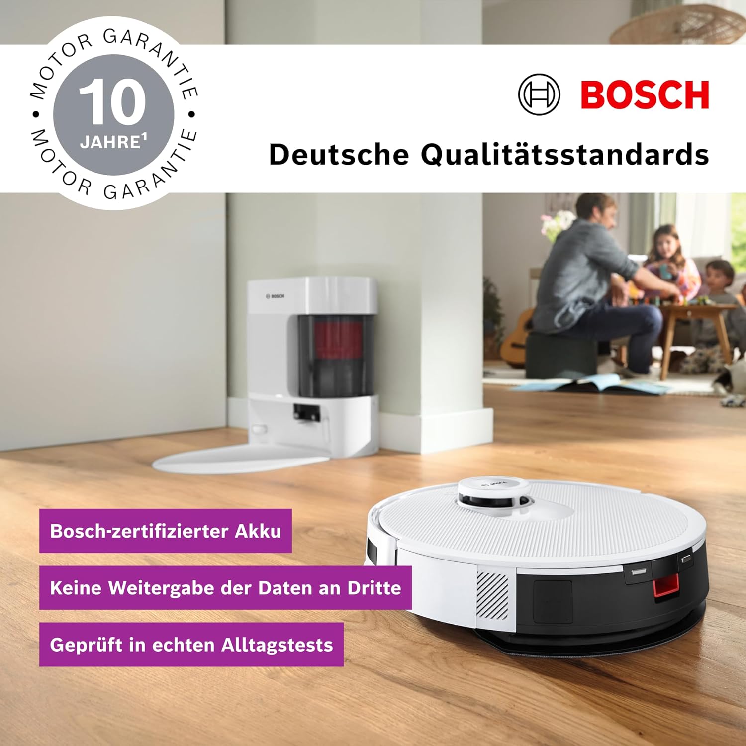 Bosch Spotless BCRD1W Robot Vacuum Cleaner 11000 Pa Suction Mop Function Smart Navigation White