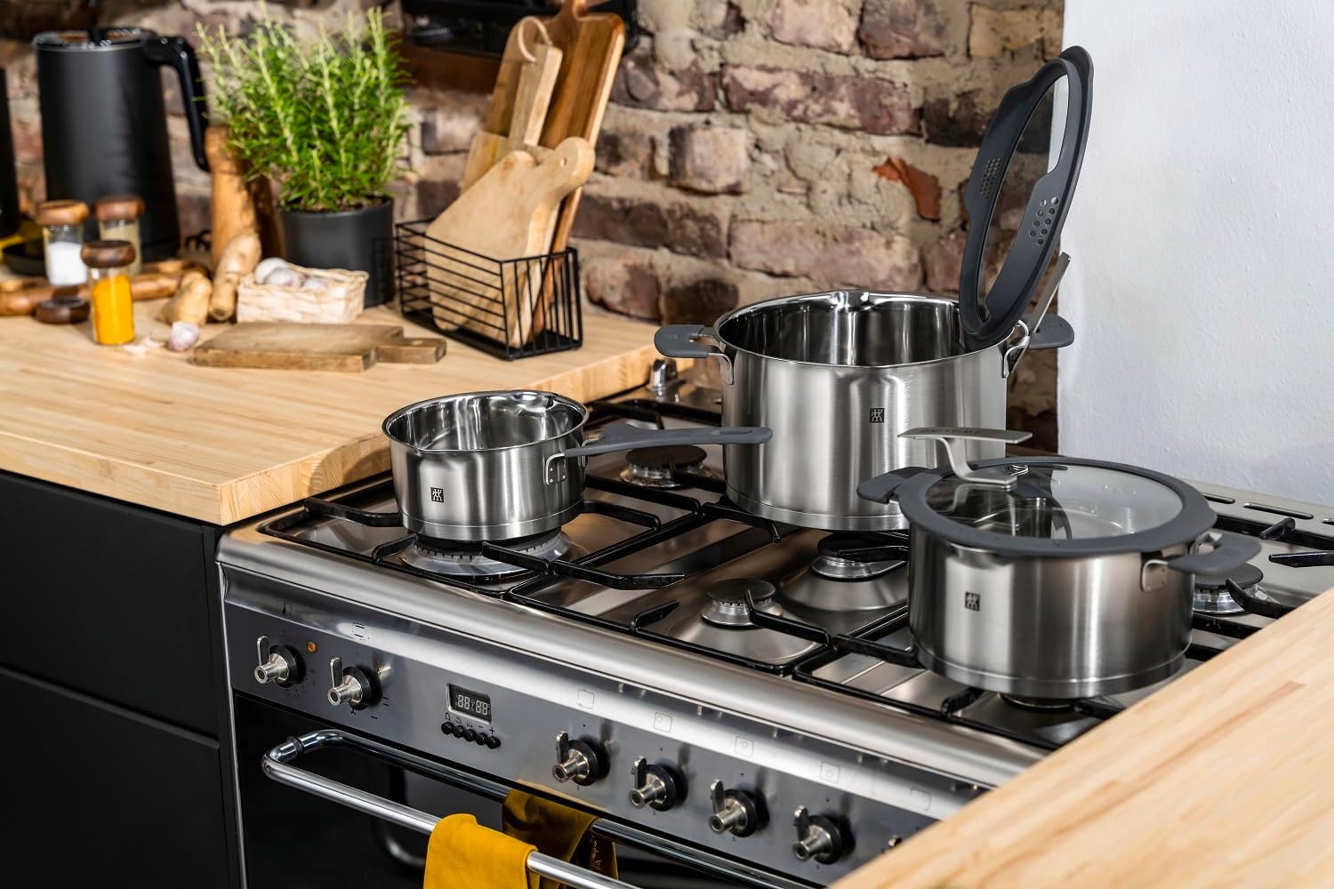 ZWILLING Simplify 5-Piece Stainless Steel Saucepan Set Induction Safe with Strainer Lids and Stay Cool Handles