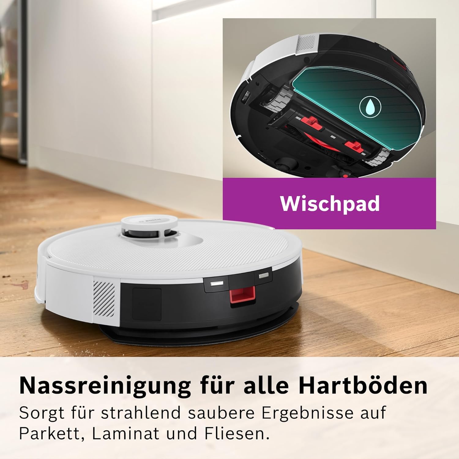 Bosch Spotless BCRD1W Robot Vacuum Cleaner 11000 Pa Suction Mop Function Smart Navigation White