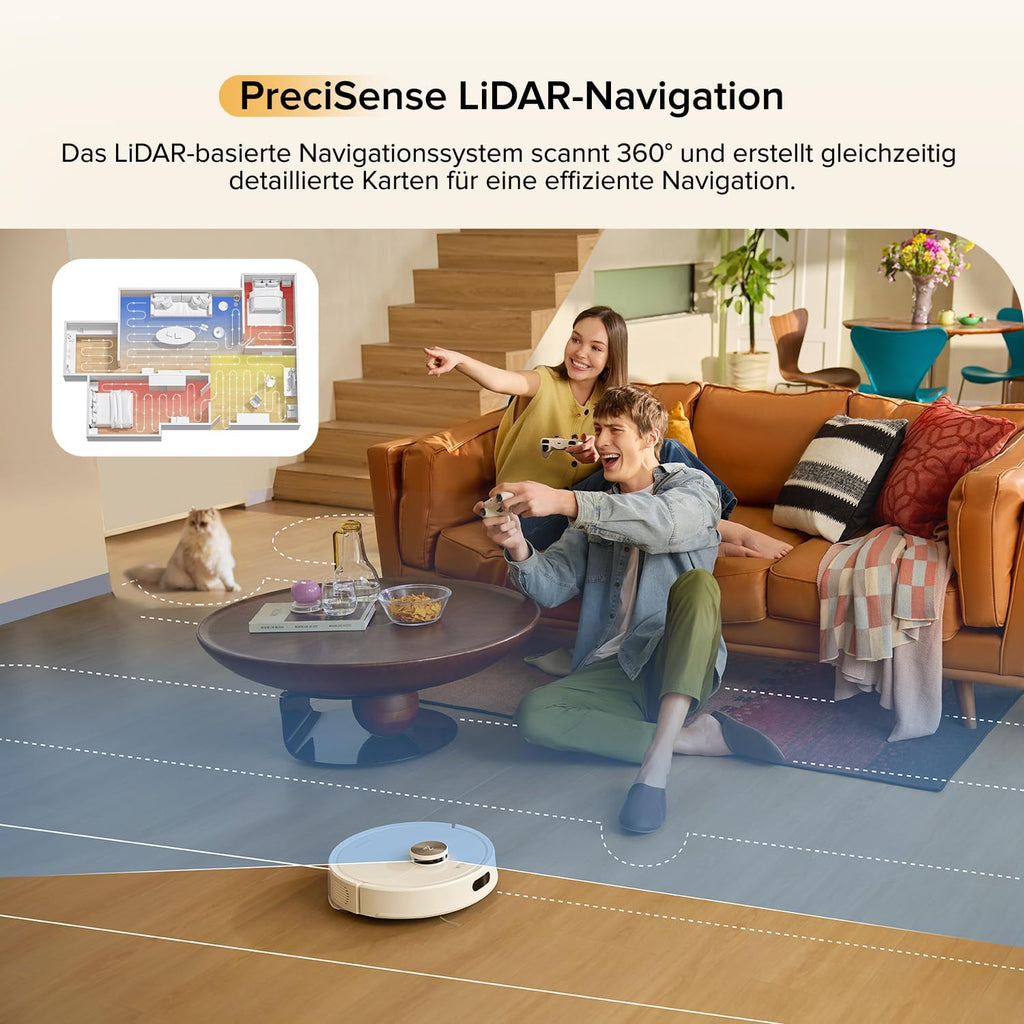 Roborock Q7 M5 Robot Vacuum with Mop 10000Pa Suction LiDAR Navigation Pet Hair Carpet Cleaning 150 Min Runtime App Control White