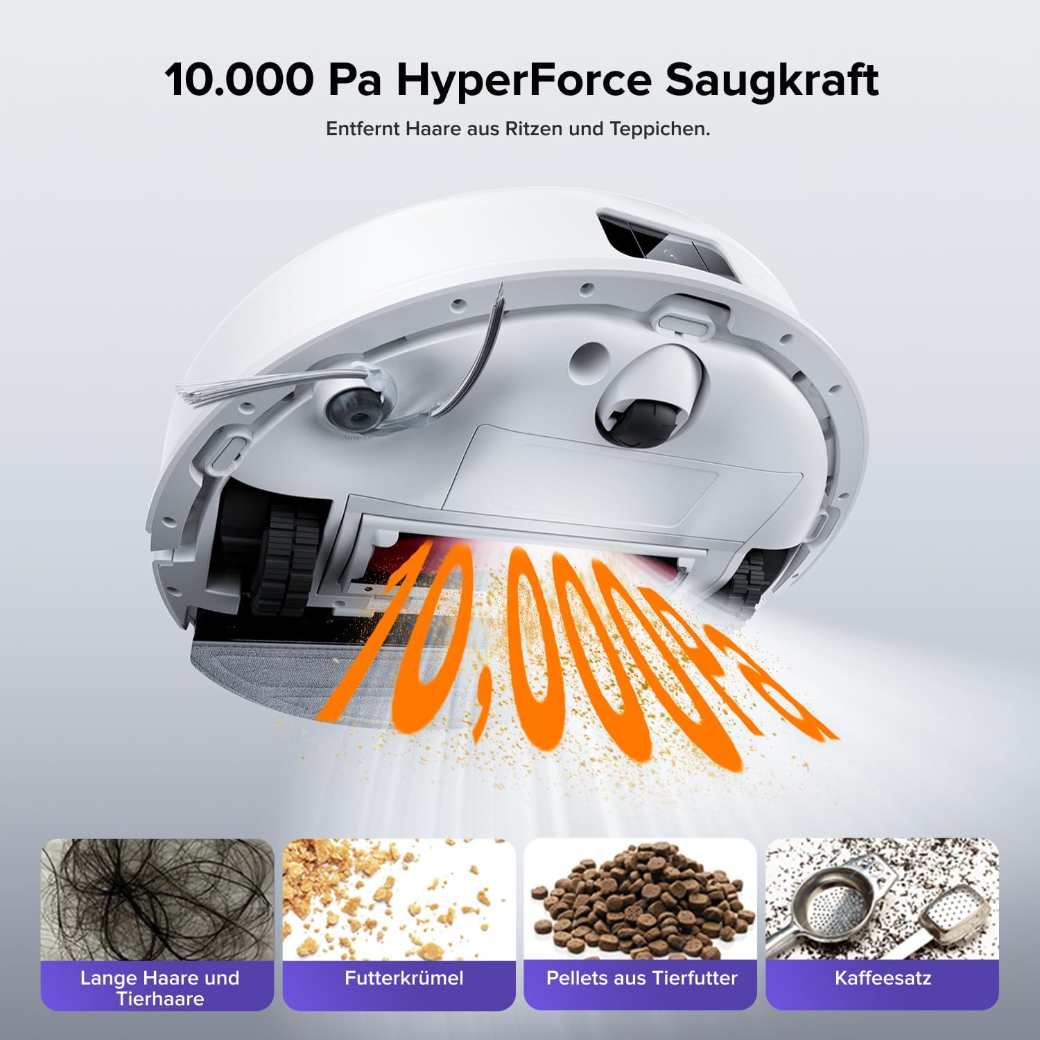 Roborock Q10 S5+ Robot Vacuum and Mop 10000Pa Suction Self-Empty Station Pet Hair Carpet Hard Floor White