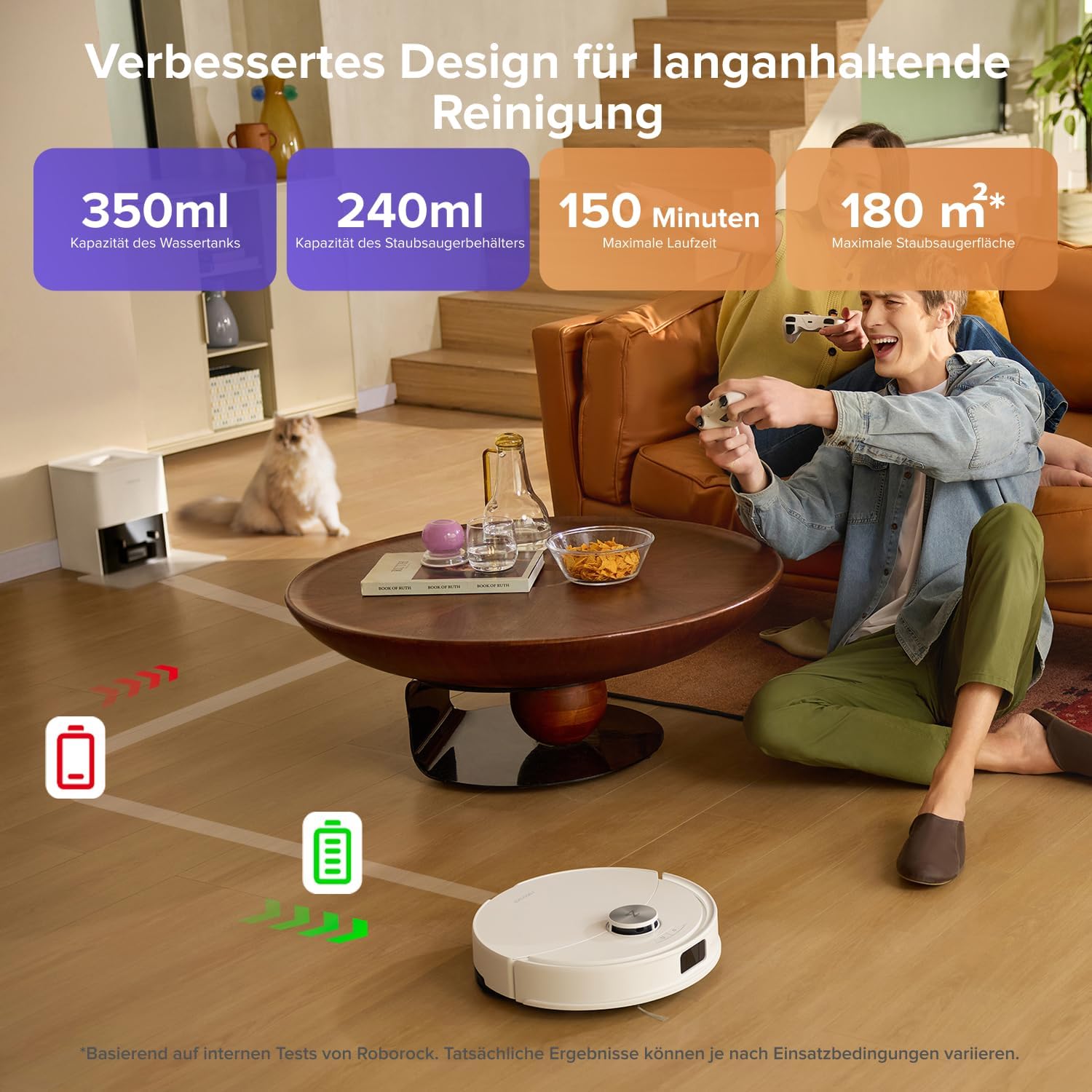 Roborock Q10 S5+ Robot Vacuum and Mop 10000Pa Suction Self-Empty Station Pet Hair Carpet Hard Floor White