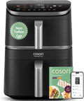 COSORI Turbo Tower Pro 10.8L Smart Air Fryer WiFi Dual Zone Ceramic Coating DualBlaze Technology Silver Grey
