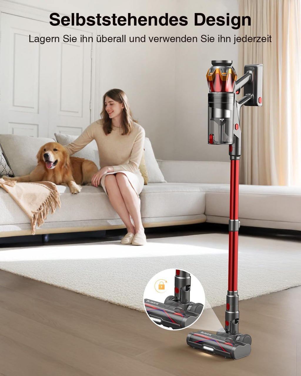 550W Cordless Vacuum Cleaner 45000Pa Suction 65Min Battery Anti-Tangle Brush Pet Hair Carpet Hard Floor Wall Mount