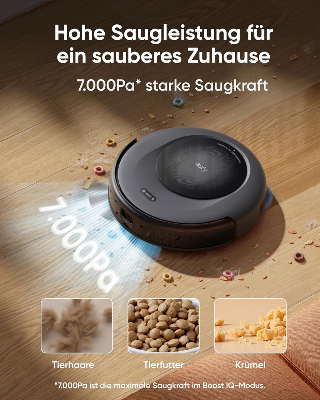 eufy Omni C20 Robot Vacuum Cleaner 7000Pa Auto Empty Mop Wash Dry Station 8.5cm Slim Design Child Lock Pet Hair