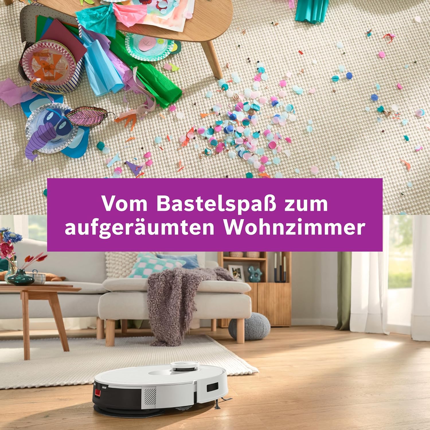 Bosch Spotless BCRD1W Robot Vacuum Cleaner 11000 Pa Suction Mop Function Smart Navigation White