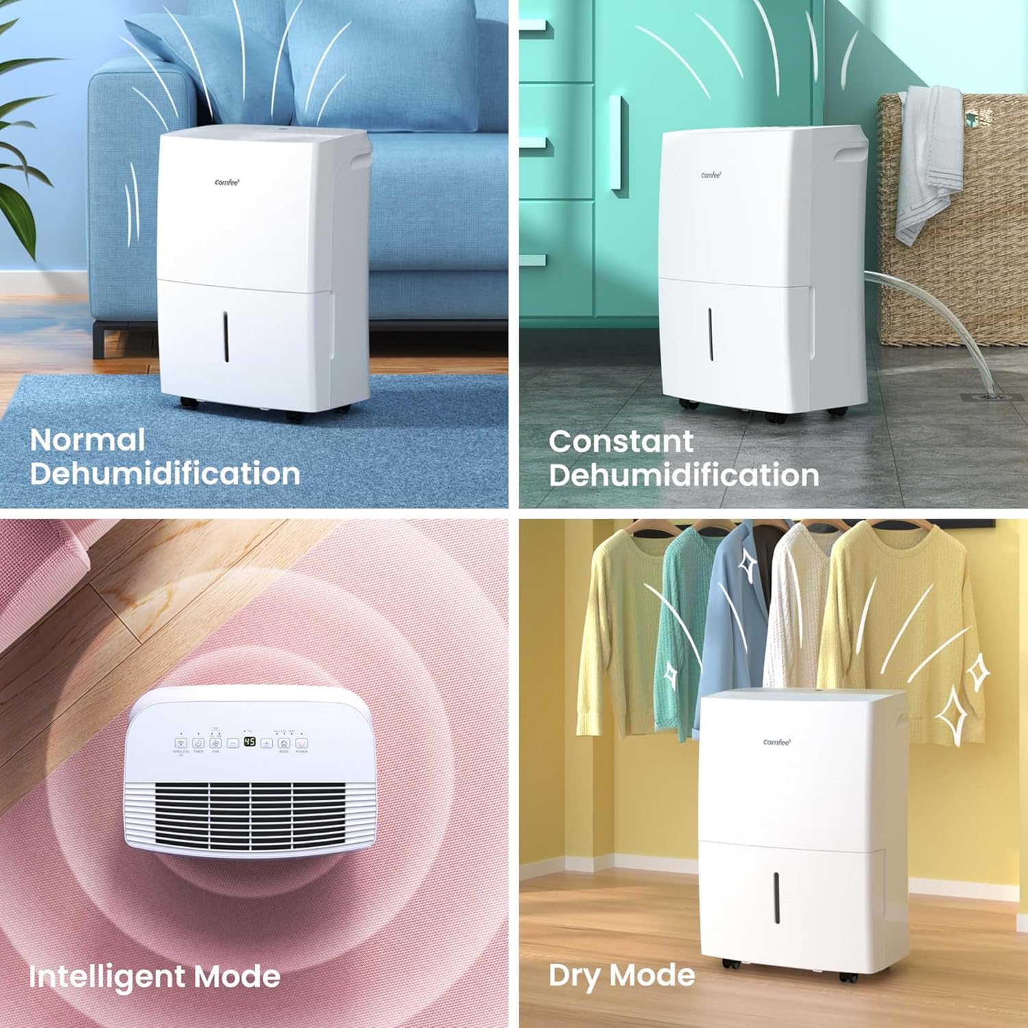 Comfee 20L Smart Dehumidifier WiFi App Control 40m2 Coverage 3L Tank Timer MDDF-20DEN7-WF