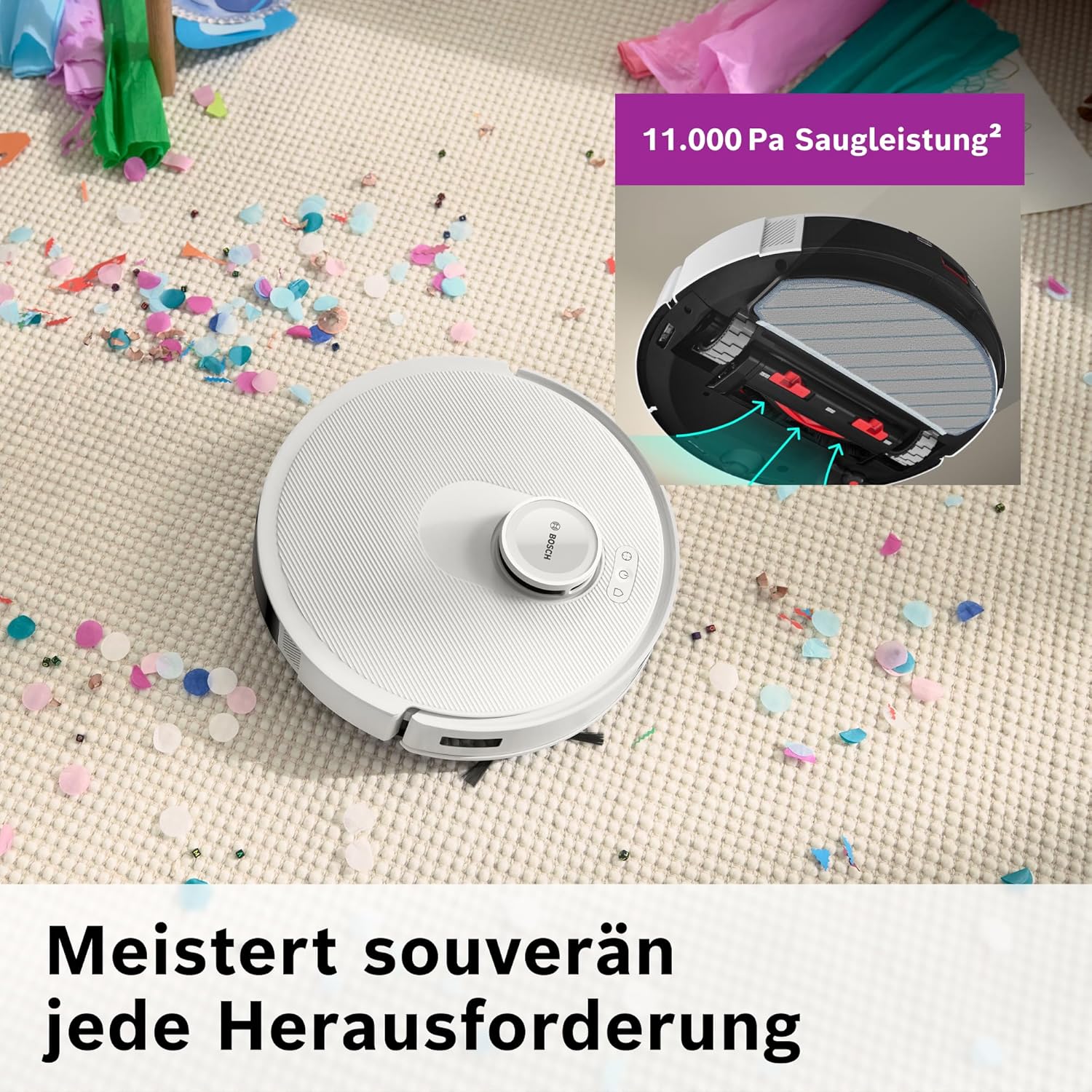 Bosch Spotless BCRD1W Robot Vacuum Cleaner 11000 Pa Suction Mop Function Smart Navigation White