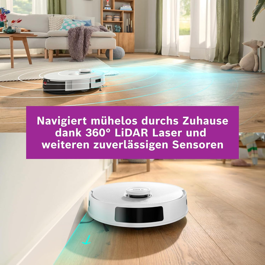 Bosch Spotless BCRD1W Robot Vacuum Cleaner 11000 Pa Suction Mop Function Smart Navigation White