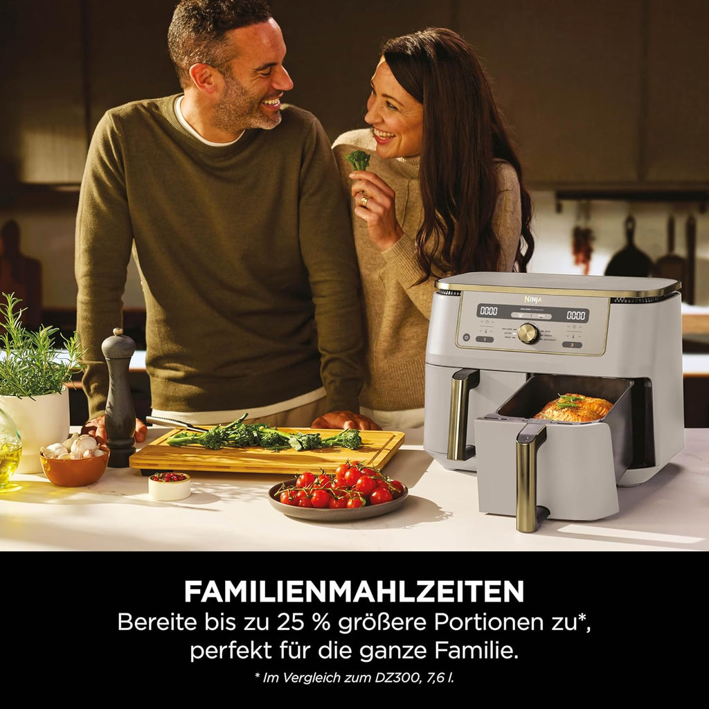 Ninja DZ400 Dual Zone Digital Air Fryer 9.5L 2 Drawer 6-in-1 Hot Air Fryer Stone Gold