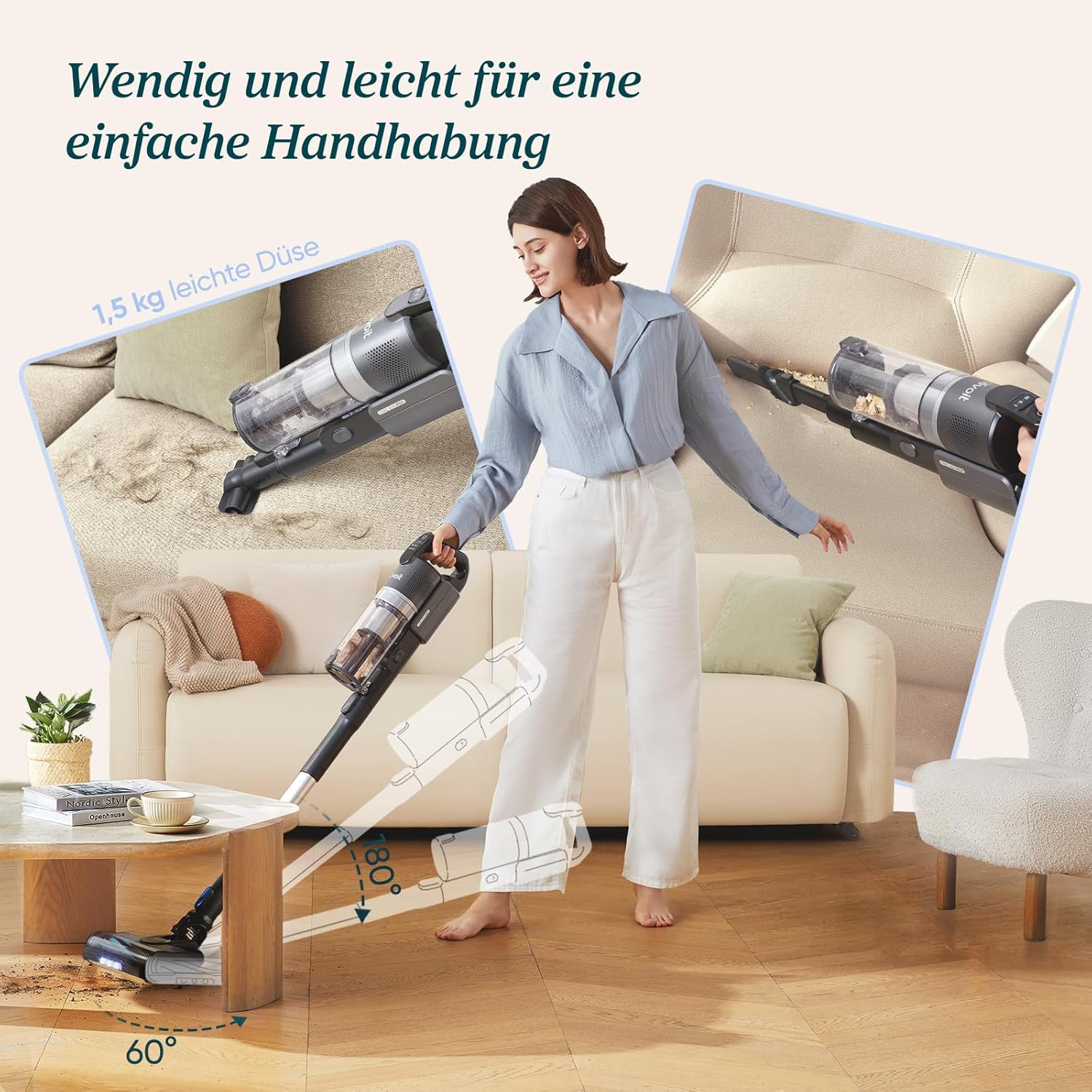 Levoit LVAC-200 MAX Cordless Vacuum Cleaner Battery Powered HEPA Filter Pet Hair Carpet Hard Floors Self Standing Anti Tangle