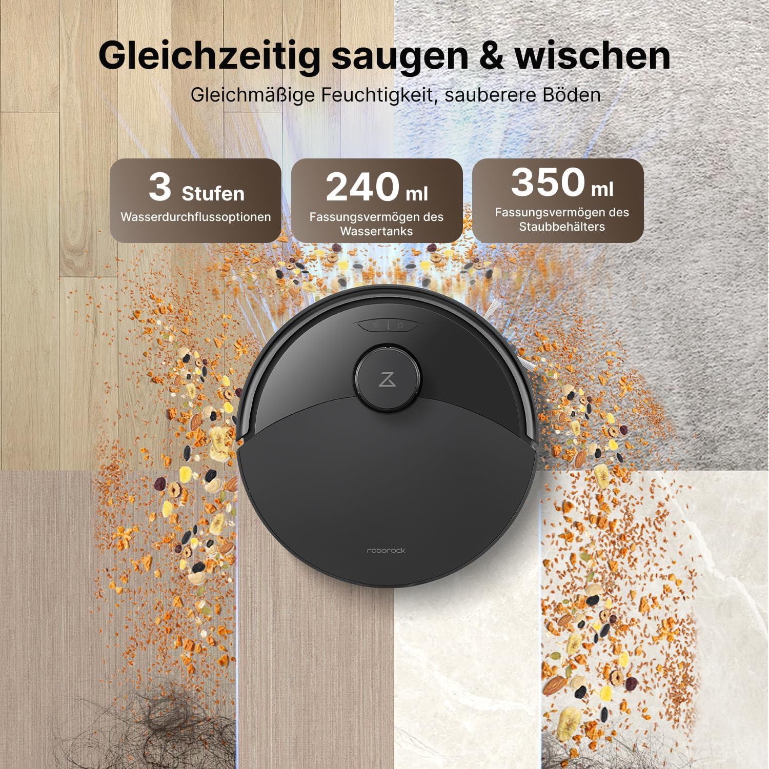 Roborock Q10 X5+ Robot Vacuum Cleaner Auto Emptying Station 10000Pa Suction Mop PreciSense LiDAR Navigation Black